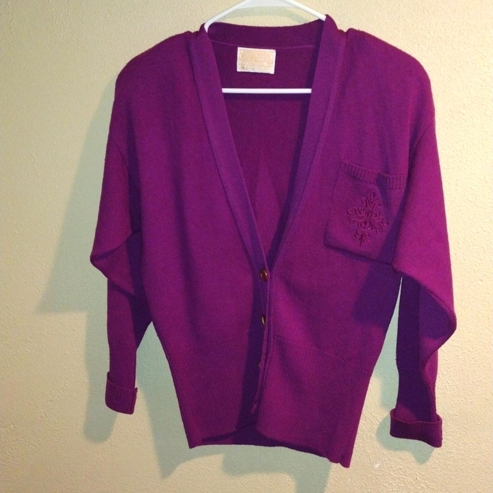 Pendleton Purple 100% Pure Virgin Wool Embroidered Pocket Preppy S